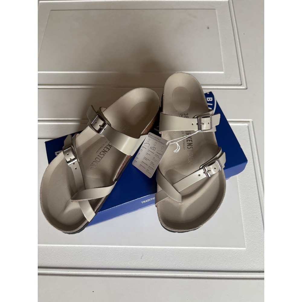 Birkenstock Mayari Amalfi Oyster Leather Sandals Womens 38 Regular 1031483